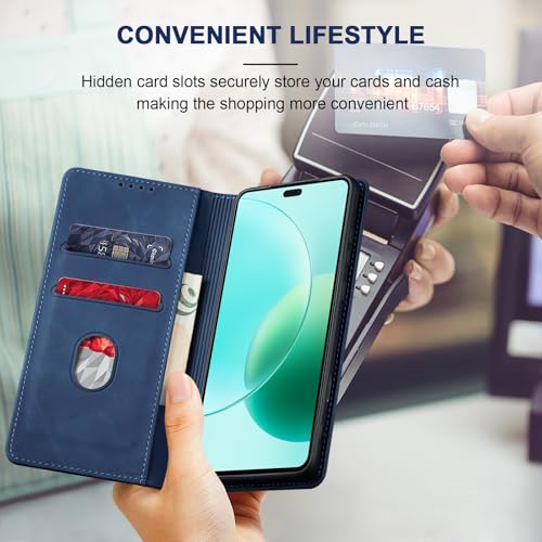 Image of Jasonyu Wallet Case for Honor 400 Lite, Flip PU Leather, Blue