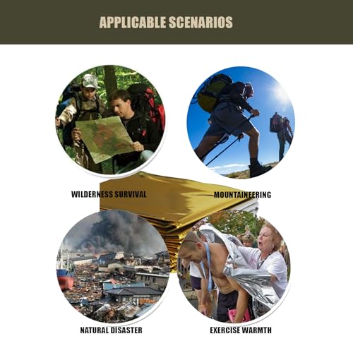 Image of Emergency Blanket ，Portable Emergency Blanket Survival Gear Emergency Bivvy Thermal Sleeping Bag Camping ，Be Suitable for Outdoors, Hiking, Survival (Gold +Silver, 4 Pack)