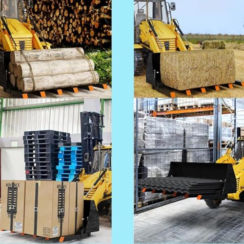 Clamp On Debris Forks to 60" Bucket, Heavy Duty Pallet Fork 4000 lbs Capacity Quick Attach Fit For Loader Bucket Skidsteer Tractor