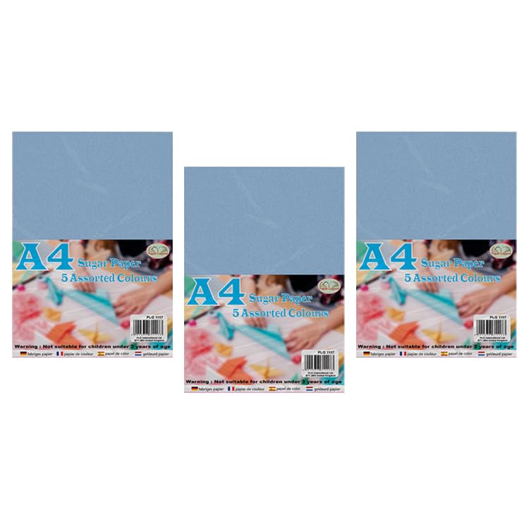 3 X A3 Staple Bound Scrapbooks Assorted 30 Colour Sheets, for Children Kids and Adults - Family Photo Album Cutting Card Making Create Art Craft Activity Scrap Card Book (A4 Sugar Paper)