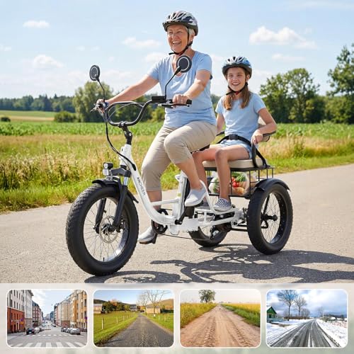Image of ANCHEER Electric Tricycle for Adults, 20 inch Fat Tire Electric Trike, 15.5MPH Ebike for Seniors, 3 Wheel Electric Bike, 864Wh Removable Battery, LCD, Rear Differential, Rear Seat Basket