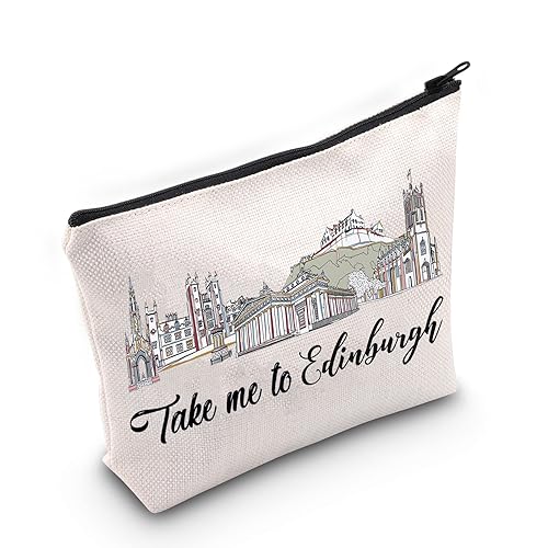 WZMPA Edinburgh Scotland Travel Makeup Bag Edinburgh Weekend Break Away Gift Take Me To Edinburgh Zipper Pouch Bag Edinburgh Trip Gift (Take Edinburgh)