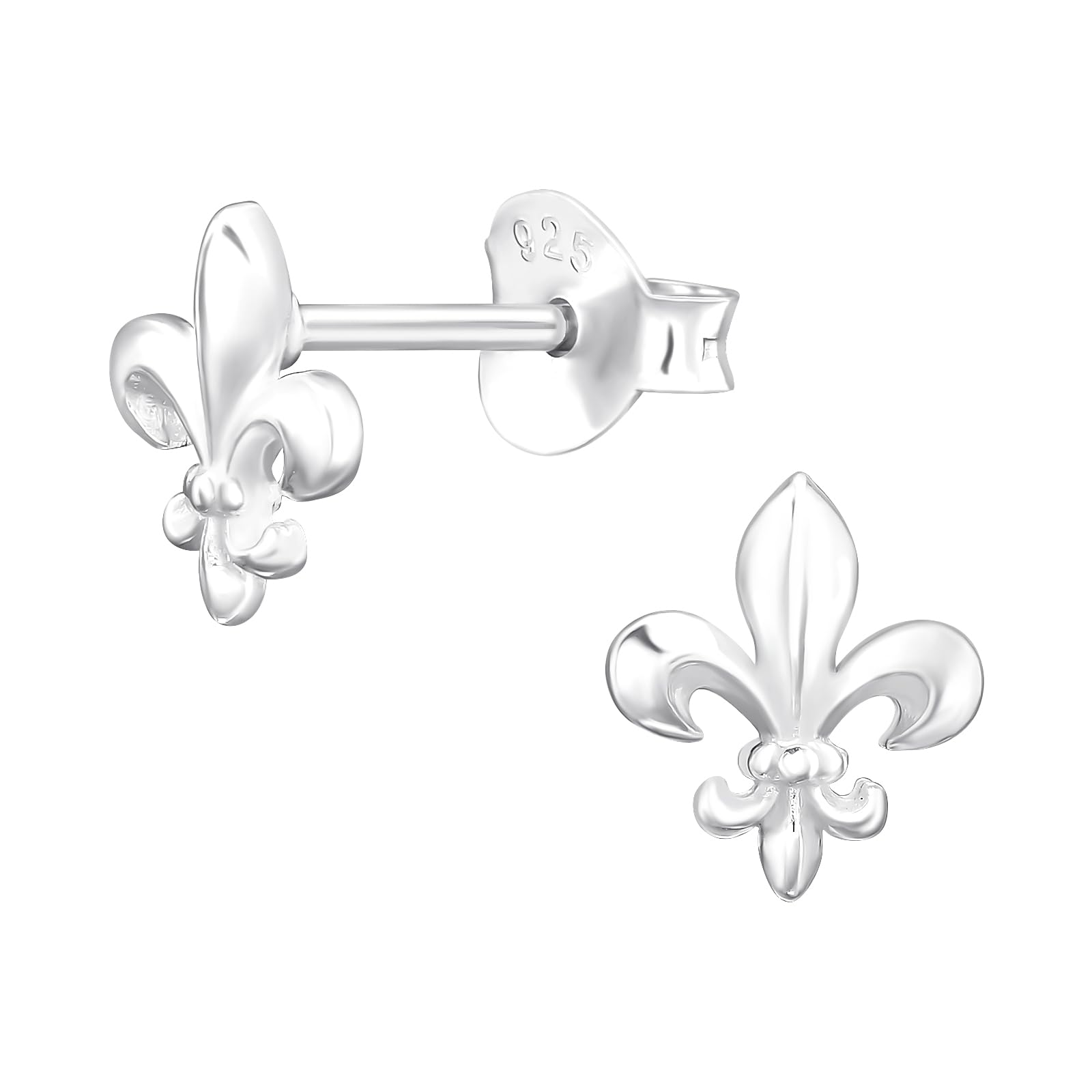 Pierced Owl925 Sterling Silver Fleur De Lis Stud Earrings, Sold as a Pair
