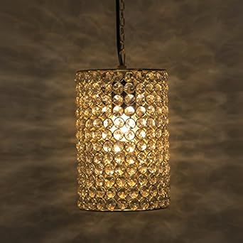 Homesake Crystal Hanging Cylinder Pendant, Hanging Ceiling Light