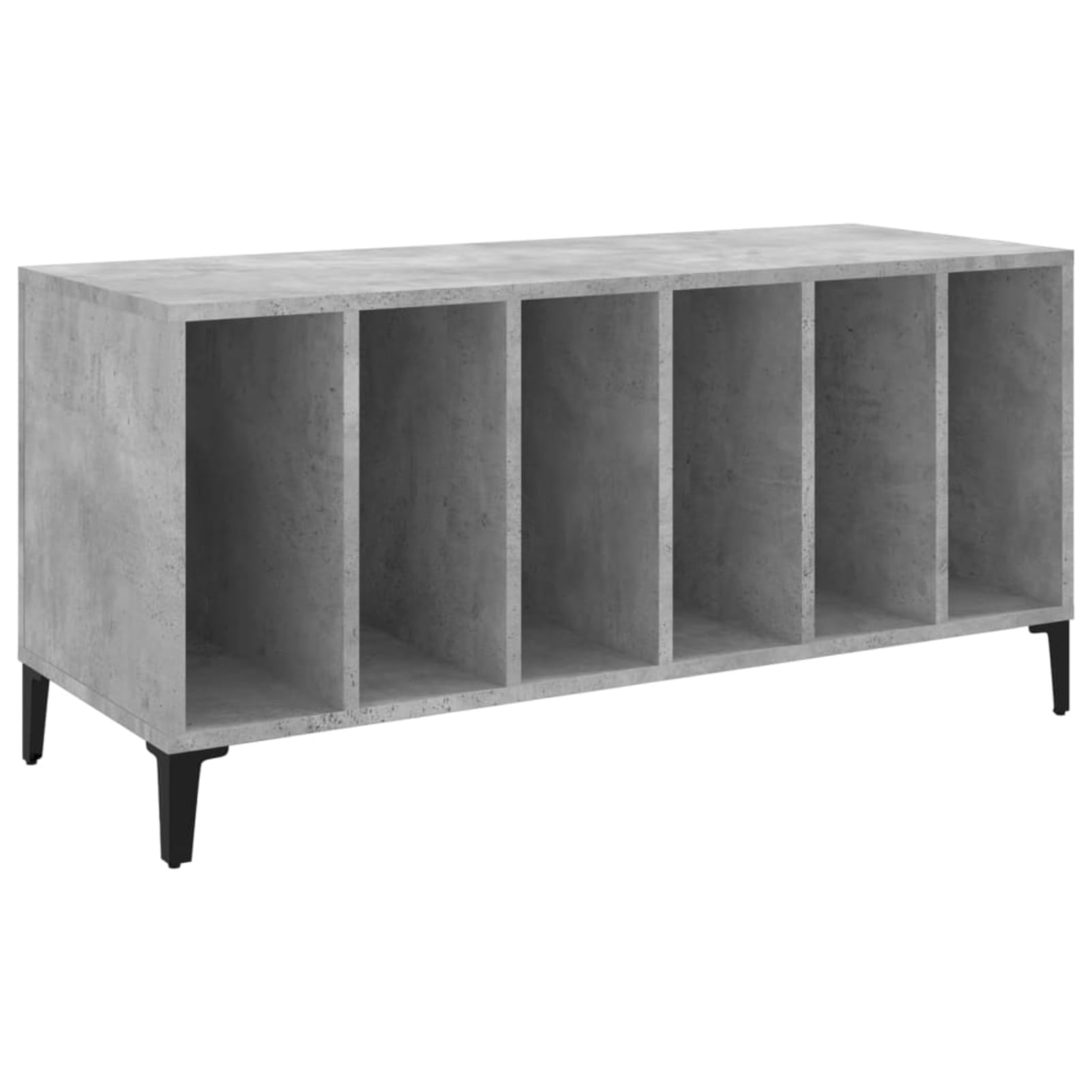 Homgoday Mobile Porta Dischi in Legno Ingegnerizzato e Metallo, Grigio Cemento, 100x38x48 cm, Ideale per Collezioni Vinili, Giradischi e Dispositivi Elettronici, Assemblaggio Richiesto