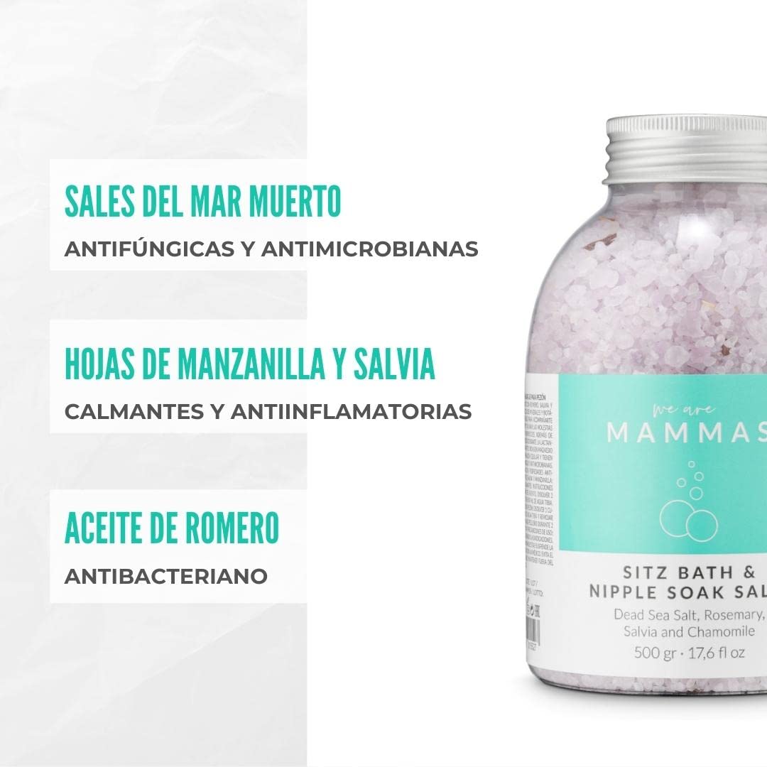 Sal de Baño - Ideal para Baños de Pezón, de Asiento y Relajantes - Propiedades Calmantes y Antibacterianas - Artículos de Belleza para Mujer - 500 g