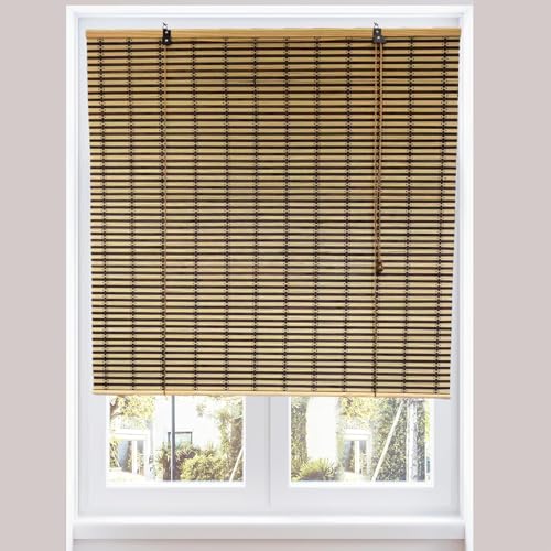 XINGWANGG Persianas Enrollables de Bambú Natural,Estores de Bambú para Exteriores,Cortinas Opacas para Ventanas,Protección Solar y Privacidad,Personalizables,Ancho x Alto (175cm x 120cm)