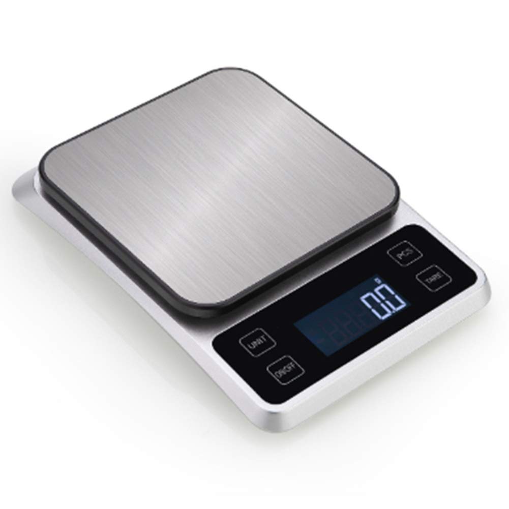Cyfrowa waga do kawy w prostym stylu Kuchnia waga spożywcza, wyświetlacz LCD, obieranie, precyzyjna waga elektroniczna odpowiednia do użytku domowego (5KG/1g)
