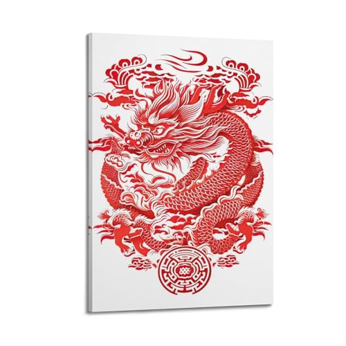 Impression sur toile dragon chinois GEAD pour apporter une touche vintage à un mur vide