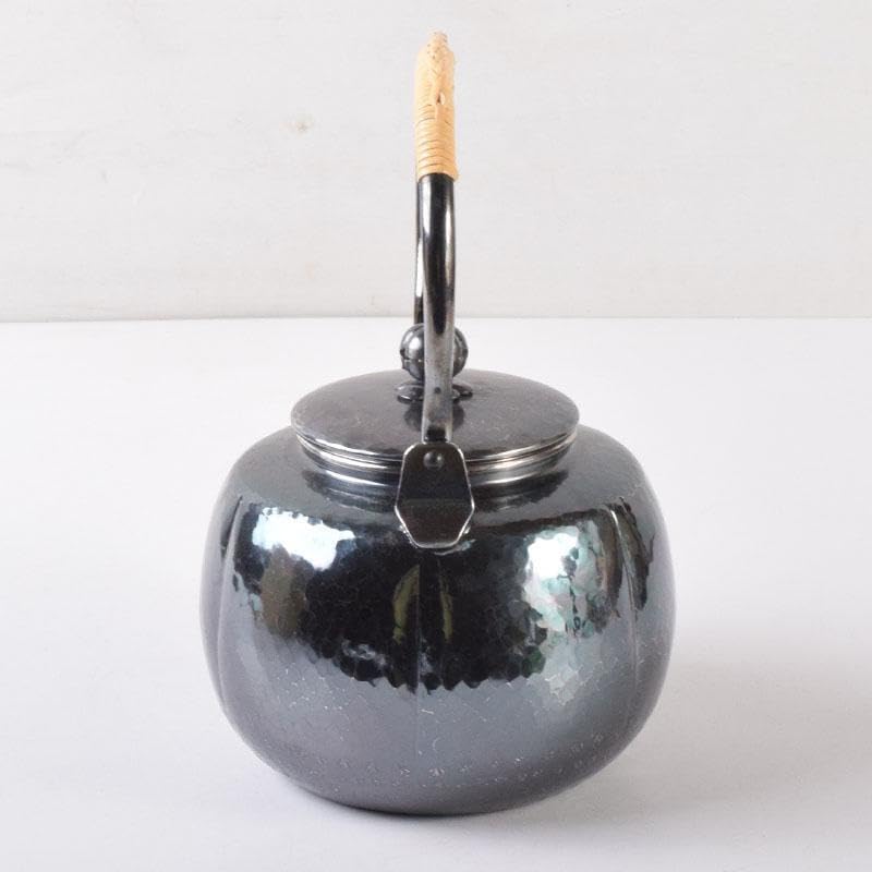 煎茶道具 秀峯堂造 いぶし銀 阿古陀型 銀瓶 湯沸し 約461g M 煎茶道具 秀峯堂造 いぶし銀 阿古陀型 銀瓶 湯沸し 約461g M