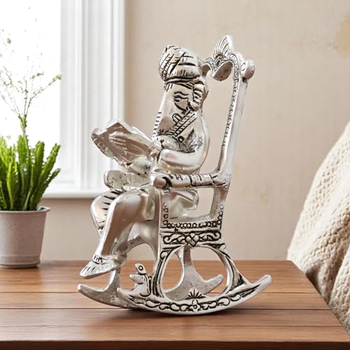 Image of KridayKraft Metal Chair Ganesh ganpati Idol with Reading Ramayan Home Decoration and Gifts for Your Love Once