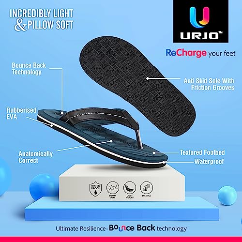 Image of URJO LM 102 Men's Slippers /FlipFlops Lightweight Super Flexible Arch Support Durable Anti Skid & Stylish Dailywear Slippers /FlipFlops for Men