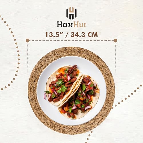 Image of Round Woven Placemats Set of 4, Wicker Placemats for Dinner Plates | 13.5 Inch Natural Rattan Boho Style Braided Place Mats, Non-Slip, Heat Resistant, Dining Table Chargers with Bag for Storage