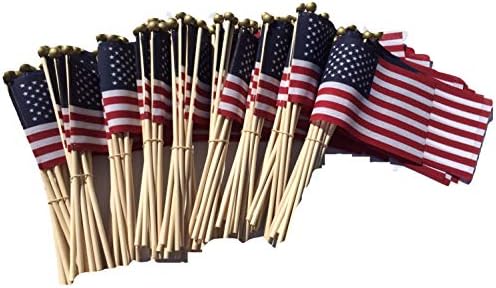 WINDSTRONG Lot of -100-4x6 Inch US American Hand Held Stick Flags Safety Ball Top WindStrong Made in the USA