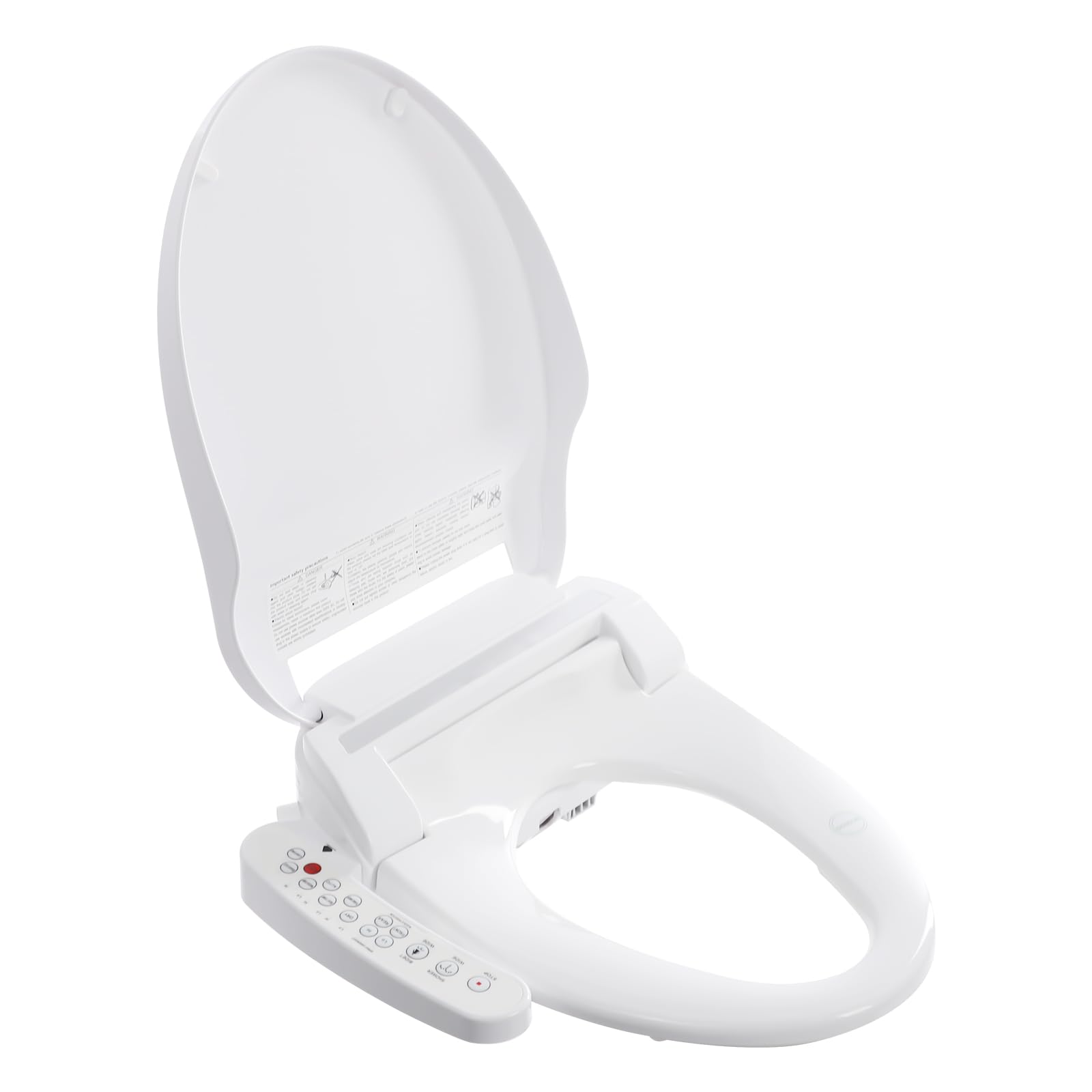 Asiento de bidé inteligente para inodoro con bidé, con luz nocturna LED, color blanco