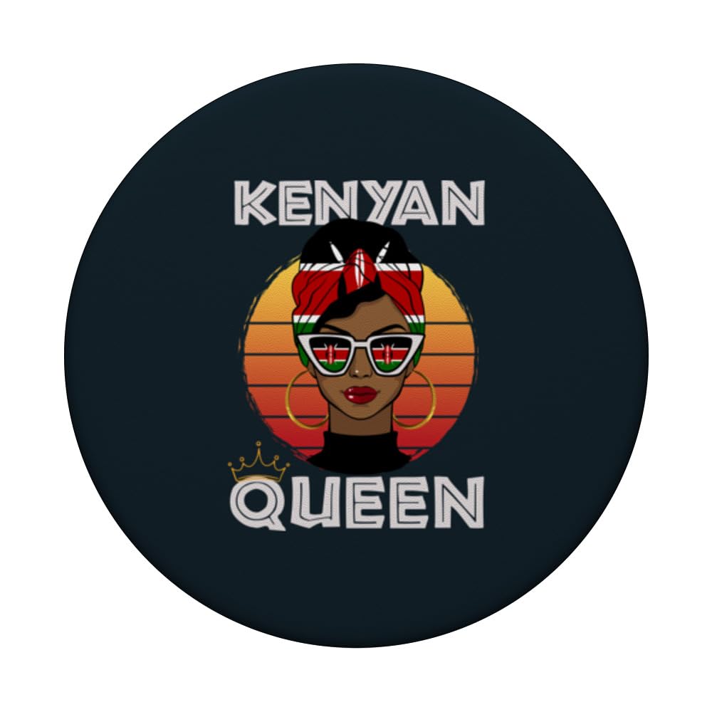 Kenyan Queen African Queen Kenya Flag Kenyan Women Girls PopSockets Swappable PopGrip, Black - Image 3