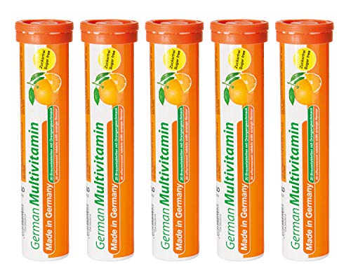 Multivitamin Brausetabletten 5x20 Stk. Orangengeschmack - Vitamin C, E, B1, B2, B6, B12, Biotin, Folsäure, Niacin, Pantothensäure – T&D Pharma German Multivitamin – Made in Germany