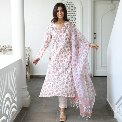 Image of ANNI Designer Women's Cotton Blend Regular Kurta with Pant & Dupatta