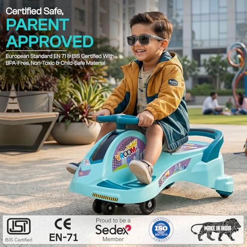 Image of Toyzone Vroom Magic Car | Kids Swing Car,Twister Ride On | No Battery, No Pedal | Safe & Sturdy | Indoor & Outdoor Push Ride on for Kids | 2-10 Years, 50 Kg Capacity