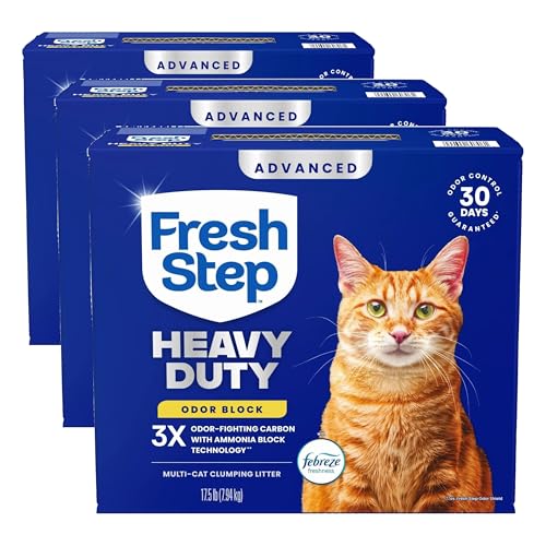 Image of Fresh Step Heavy Duty Odor Block Advanced Multi Cat Clumping Litter with Febreze, 52.5 lb (Package May Vary),(17.5lb Pack x 3)