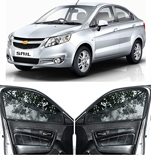 Image of Able Sporty Car Magnetic Sun Shade Curtains with Zipper for Chevrolet SAIL Set of 4