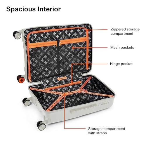 Image of Nasher Miles Polypropylene Spinner Seattle Hard-Sided Check-in Luggage 24 inch | 65cm | 8 Wheels Medium Trolley Bag for Travel | Suitcase (White)