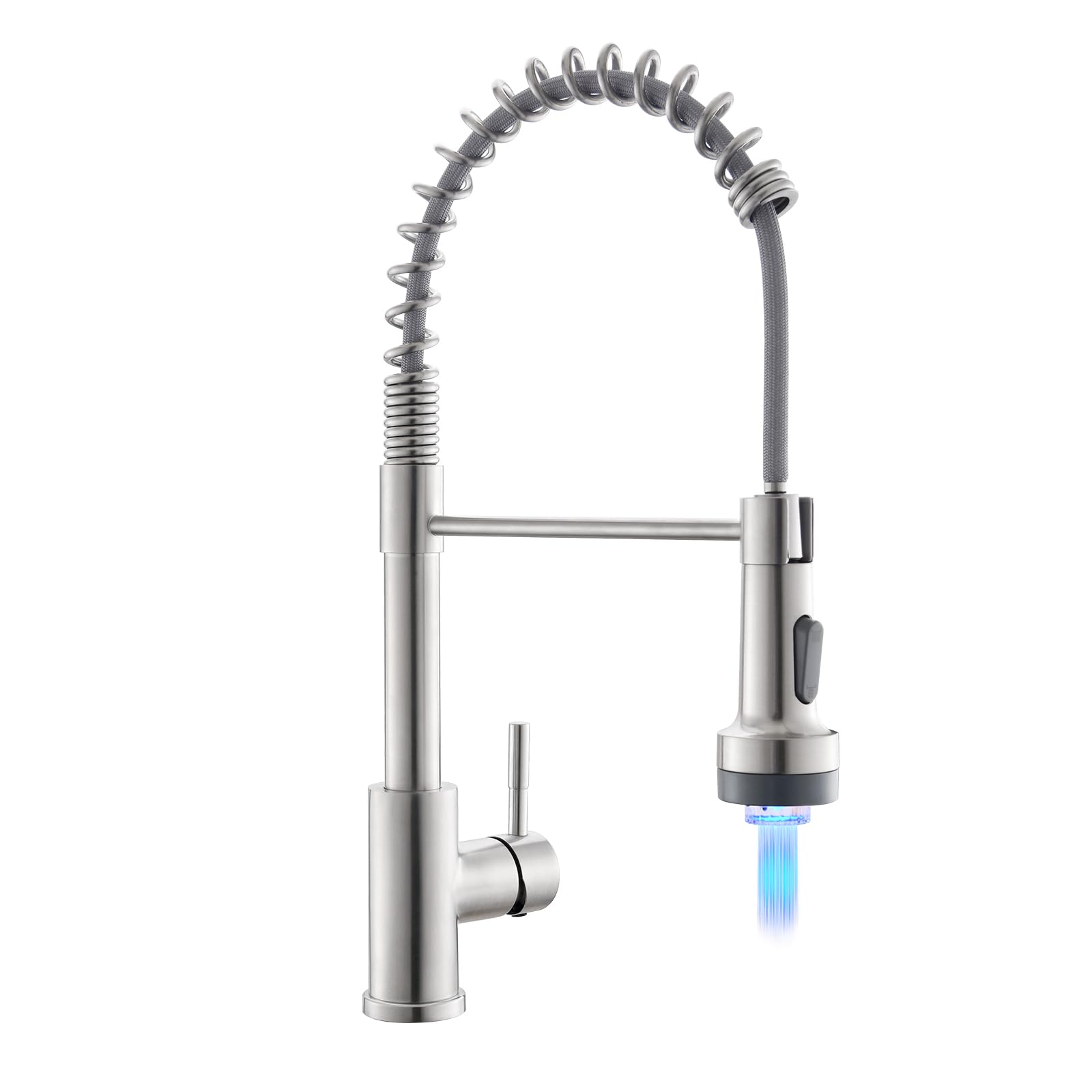 GIMILI Kitchen Faucet with Pull Down Sprayer Single Hole Stainless Steel LED Faucet, Suitable for Farmhouses, RV, Laundry Room, Outdoor, and Campers. Llave para fregadero de cocina Brushed Nickel