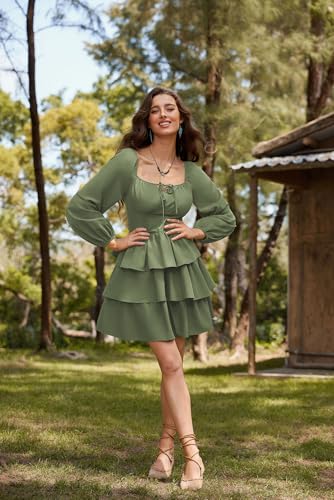 Pirate Costume Women Mini Long Sleeve Renaissance Dress Army Green S - image 3