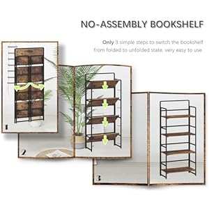 4nmnoassembly4tiersfoldingbookshelfstorageshelvesvintagebookcasestandingracksstudyorganizerhomeofficerusticbrownandblack Urban Country Home Decor 4nm no assembly 4 tiers folding bookshelf storage shelves vintage bookcase standing racks study organizer home office rustic brown and black urban country home decor
