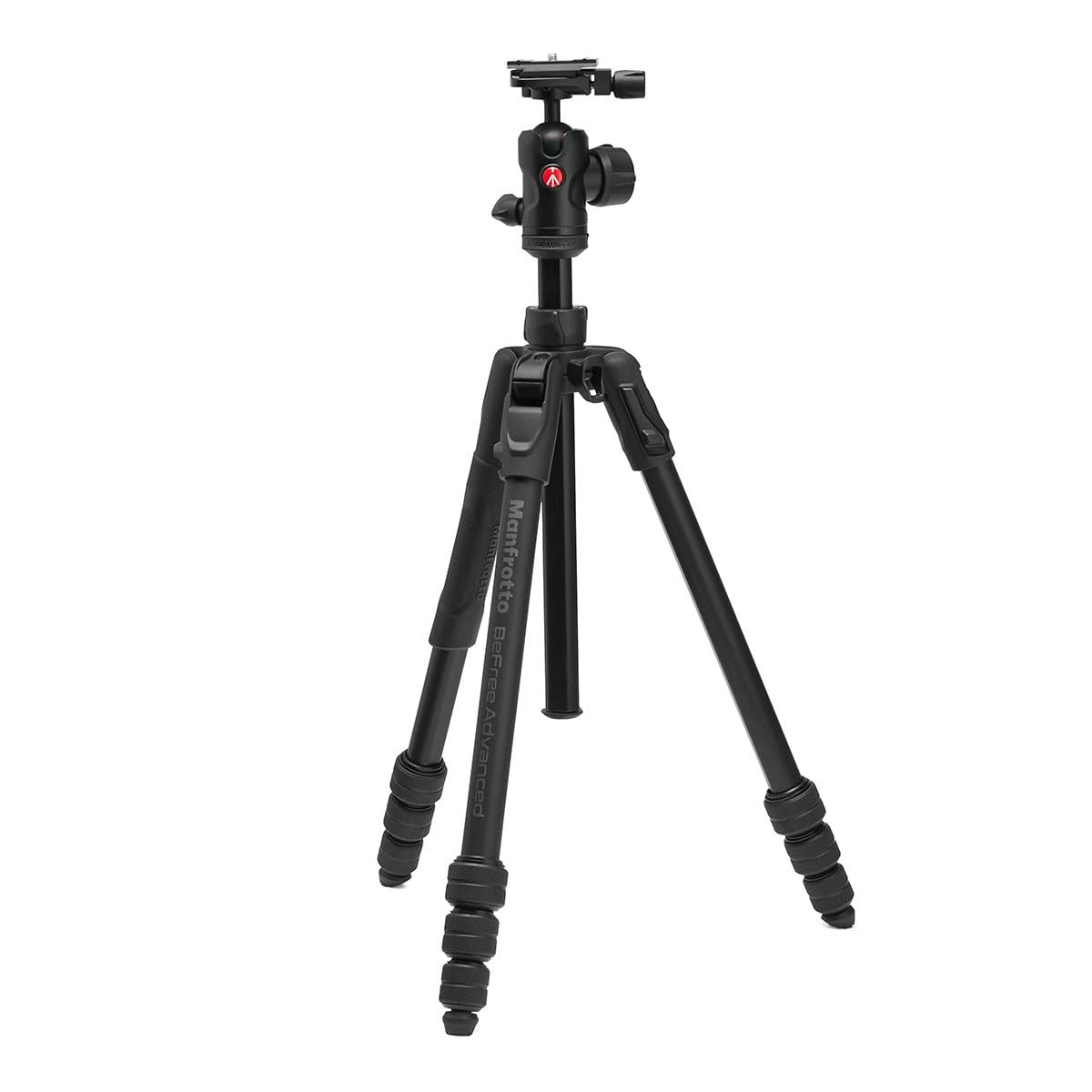 Manfrotto Befree Advanced AS Twist - Treppiede da viaggio in alluminio a 4 sezioni con testa a sfera centrale 494, nero