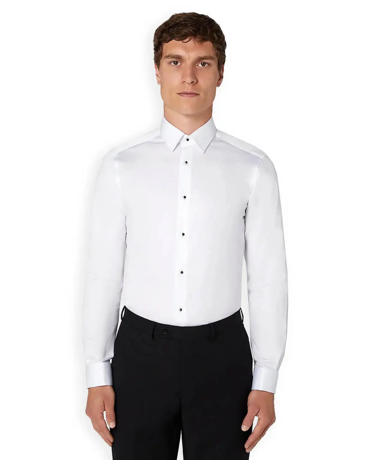 Remus UomoMen's Stud Button Tuxedo Shirt Tapered Fit White