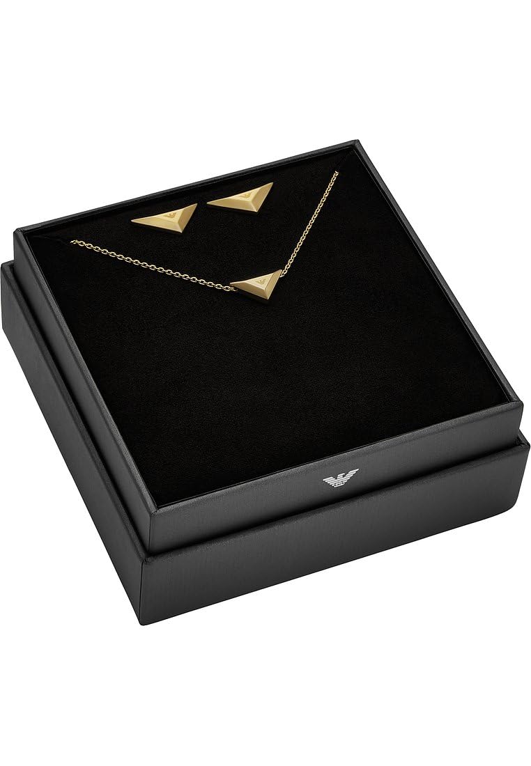 Emporio Armani Damenset Kette Ohrringe Edelstahl goldfarben, EGS3160SET