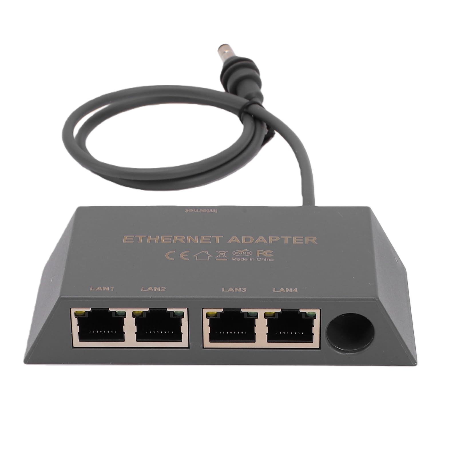 Cocoarm Adapter Gigabit Ethernet, 4-portowy Konwerter Sieci LAN ABS z Kablem 0,5 M, Stabilny Przewodowy Internet Typu Plug and Play dla Routera RV Mini Gen 3 Home Office Travel