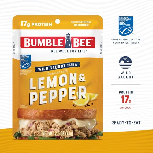 Image of Bumble Bee Seasoned Tuna Pouch Fresh Flavors Bulk Bundle (24 Total Pouches) - Lemon & Pepper Tuna and Mediterranean Herbs & Spices Tuna - Ready to Eat 2.5 oz Packets