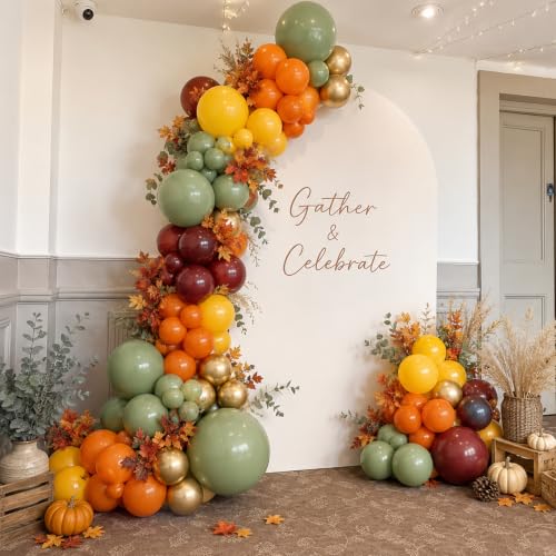 Image of Safari Balloons 12Inch Burnt Orange Sage Green Yellow Burgundy Fall Balloon | Thanksgiving Party Decorations, Fall Pumpkin Turkey Theme, Warm Autumn Harvest Celebration, Friendsgiving Family Gathering