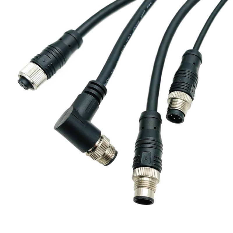 M12 Cable Connector Male and Female Circular Shield 2 3 4 5 6 7 8 9 12 17 pin p/;vc PUR Straight Angle MOL*/d Water Proof M8(1-1.5meter,8P)