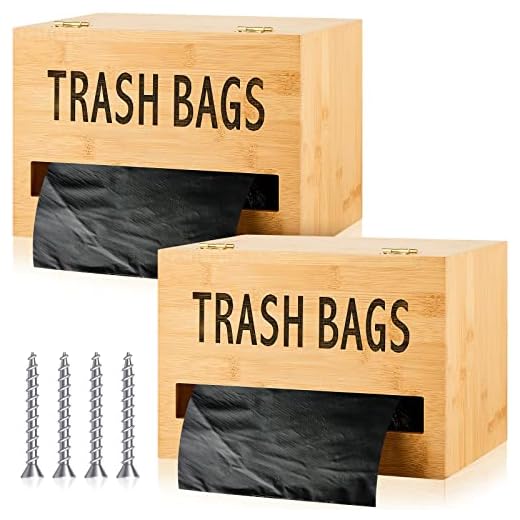 2 Pcs Large Trash Bag Holder Bamboo Trash Bag Organizer Garbage Bag Dispenser Trash Bag Dispenser Garbage Bag Holder for Kitchen Cabinet, to Easily Organize and Conserve Space