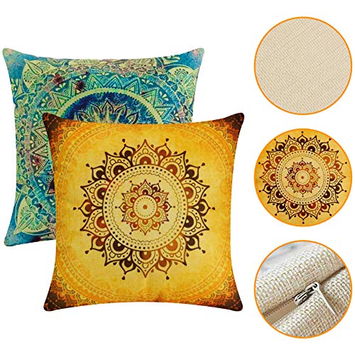 tronisky 4er Set Dekorativ Kissenbezug Kissenhülle, Indische Hippie Böhmischen Mandala Blume Muster Dekokissen… – Bild 7