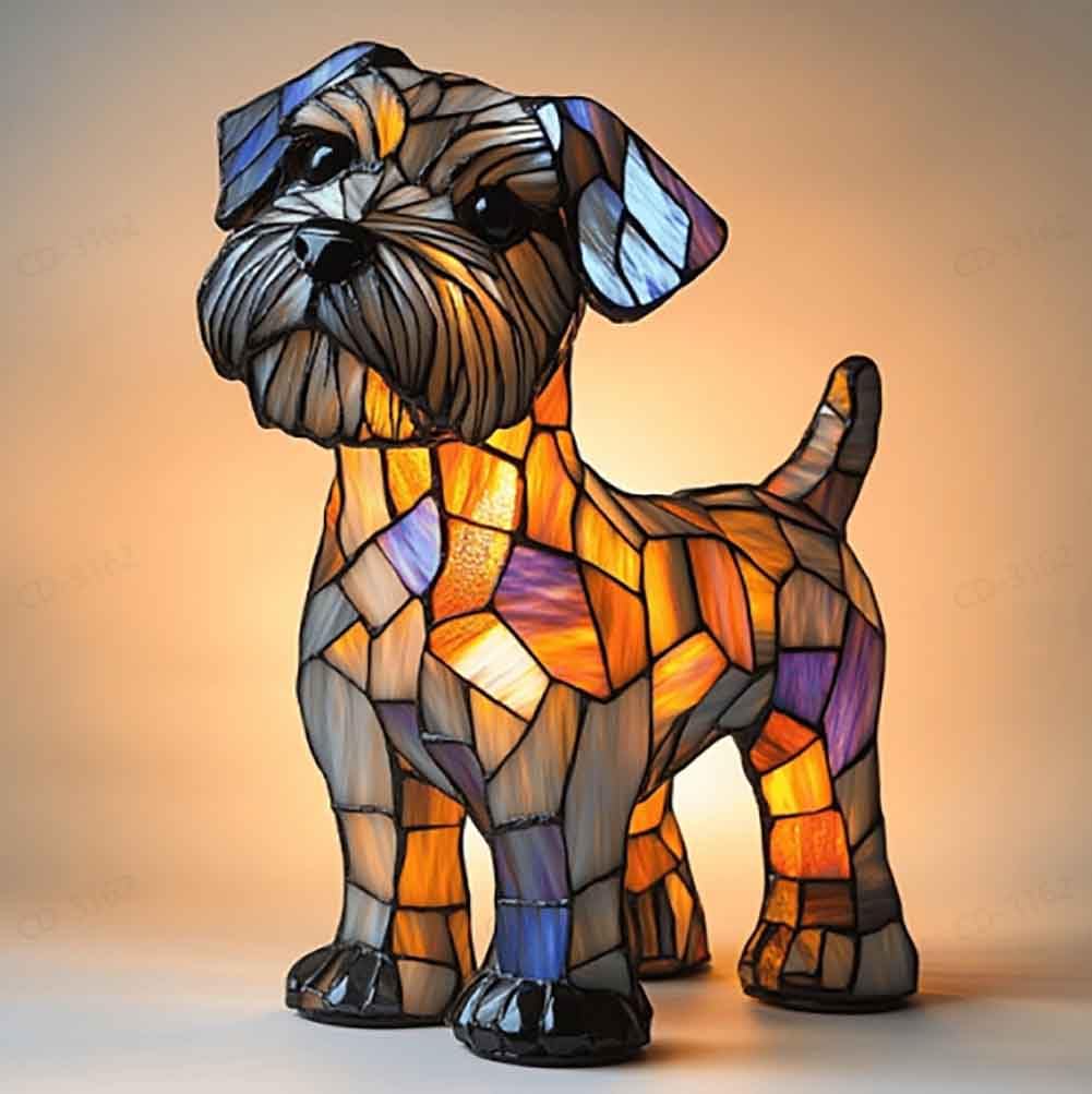 XWNGDAFEVF 3D Table Lamp Cute New Dog Series Home Decor Resin Tabletop Night Light Loyal Companionship Lighting, Schnauzer