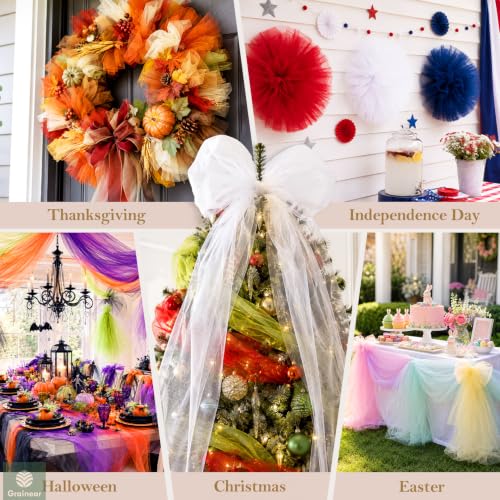 Image of Lime Green Tulle Fabric Roll 6 Inch x 100 Yards Tulle Ribbon