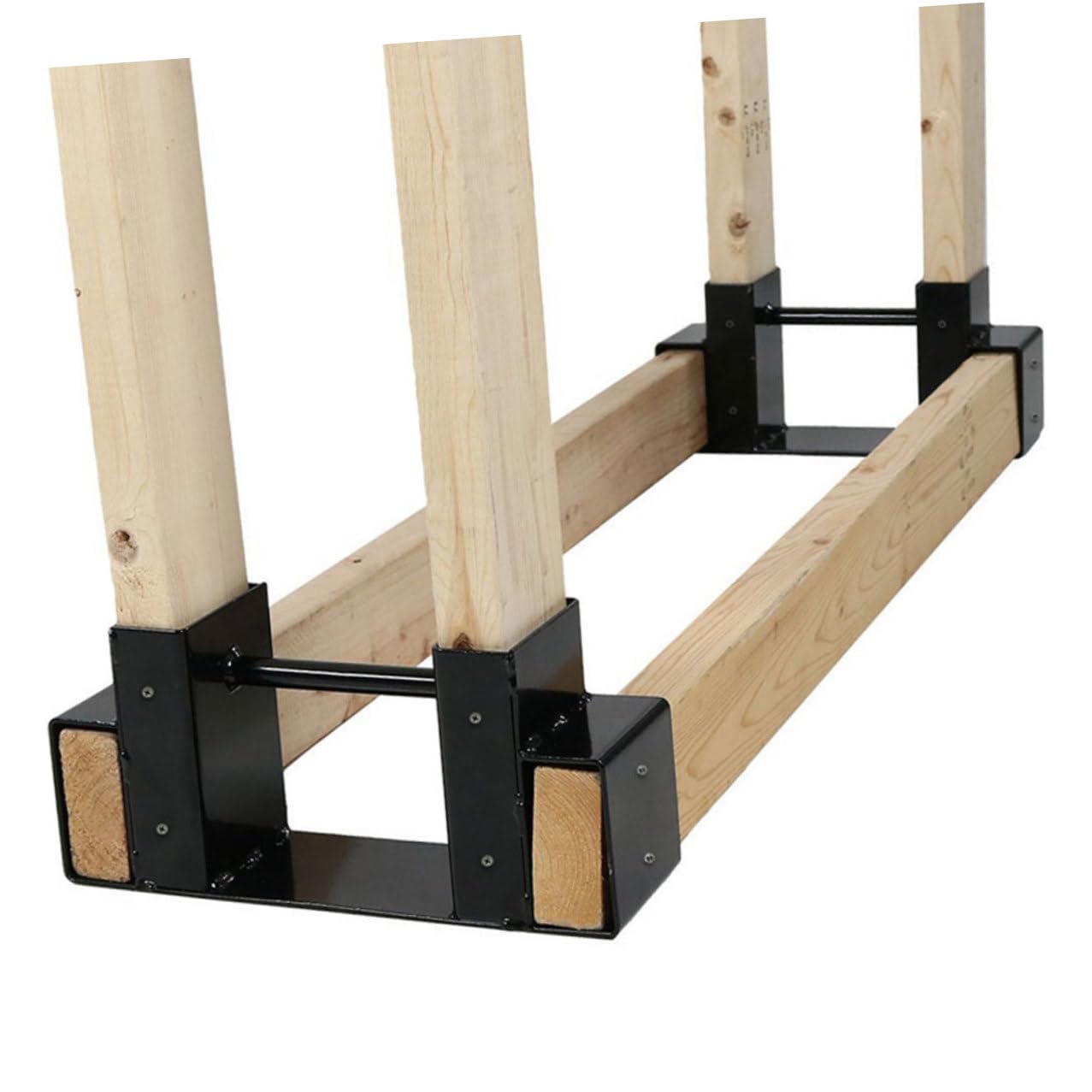 Mipcase Supporto per Legna da Ardere in Ferro Nero, Scaffale Salvaspazio per Esterni, Organizzatore Portaoggetti Resistente e Antiruggine per Giardino e Terrazza