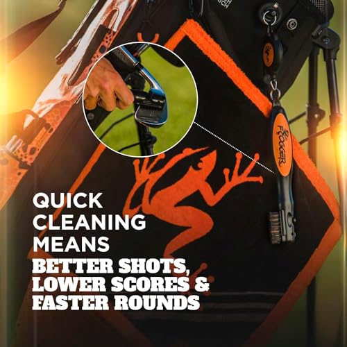 Limpiador de palos de golf resistente Frogger BrushPro con cable retráctil 5