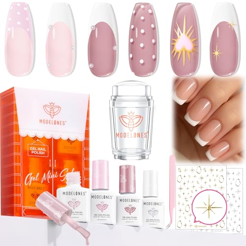 Modelones French Manicure Kit, Jelly Nude Milk White Pink Sheer