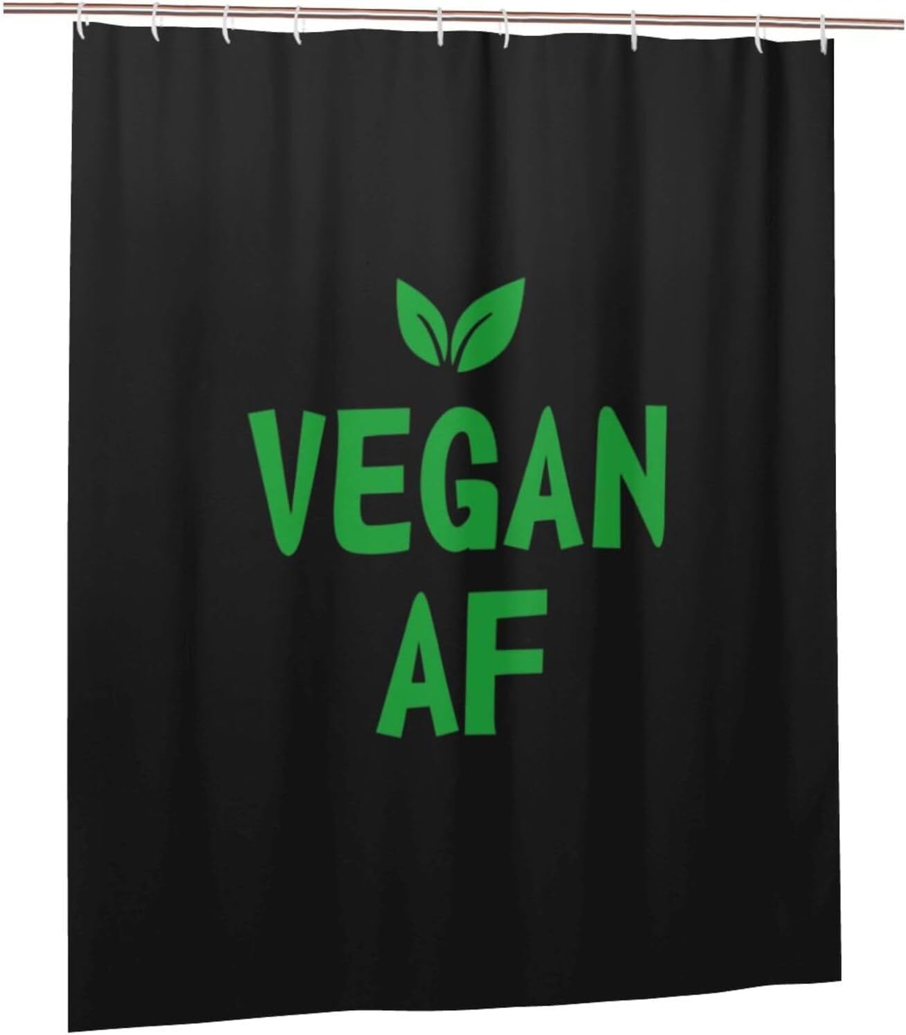 Fpandawang Vegan Af Bathroom Fabric Shower Curtain with 12 Buckles and Hooks, Washable, Waterproof, 60x72 Inches