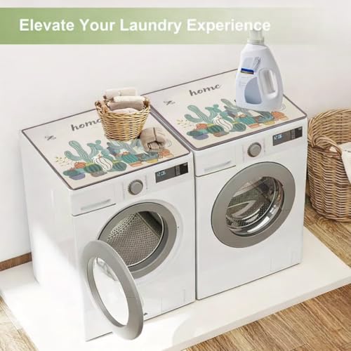 Image of Homecloud Non-Slip Washing Machine Mat - Durable Waterproof Protective Cover for Washer & Dryer, Dust-Resistant Mat Ideal for Laundry Room & Kitchen Appliances | 60x60 cm (Green)
