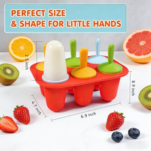Ice Lolly Moulds Mini Silicone Popsicle Mold,BPA Free Reusable Ice Pop Maker –6 Cavity Ice Pop Mould for Portion Control & Tiny Hands (Red) - Image 3