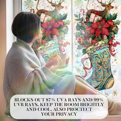 Image of Christmas Stocking Baroque Holographic Window Film 17.32x39.37in