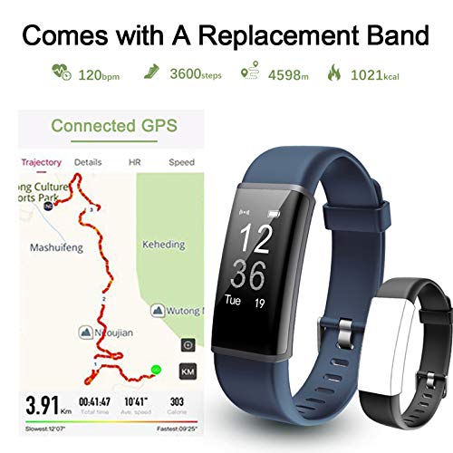 Lintelek Fitness Tracker HR, Activity Tracker with Step Counter, Heart Rate Monitor, Smart Watch with Sleep Monitor, Extra Replacement Band for Men Women Kids (Grey+ Black) - Thumbnail 3