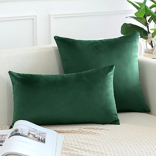 Housses de coussin velours vert kaki OTOSTAR doux et durables