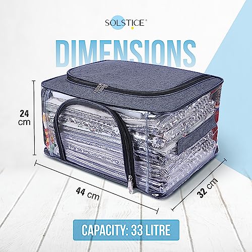 Image of SOLSTICE Storage Box for Clothes of Plastic (44 x 32 x 24 cm) | Oraganisers Storage box for Cloth, Dresses, Saree, Lehenga. Pack of 2